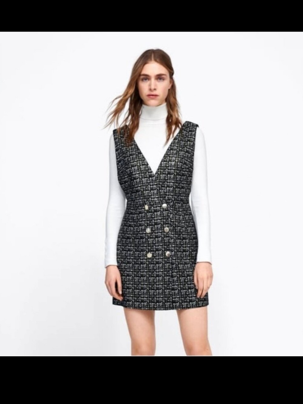 Zara Houndstooth Pinafore Vest Dress Size M